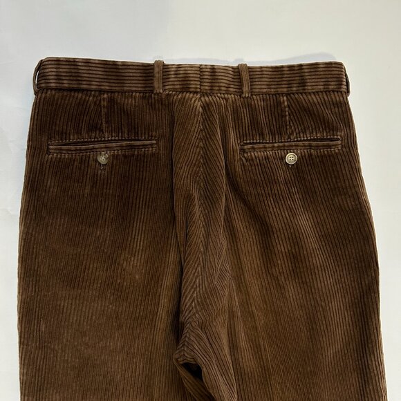 Vtg. Amherst and Brock Mens 33 S Brown Wide Wale Pleated Cuffed Corduroy Pants - Picture 10 of 12